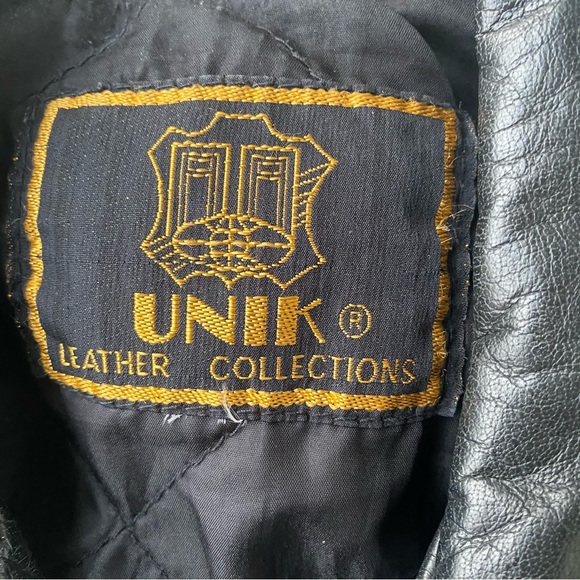 Vintage 90s Unik Full Grain Genuine Leather Biker Jacket - Picture 4 of 4